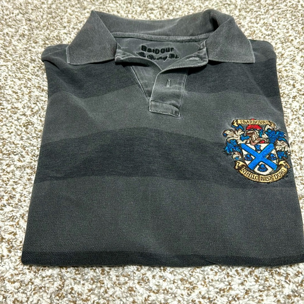 Men’s Black Striped Barbour Polo Size Large